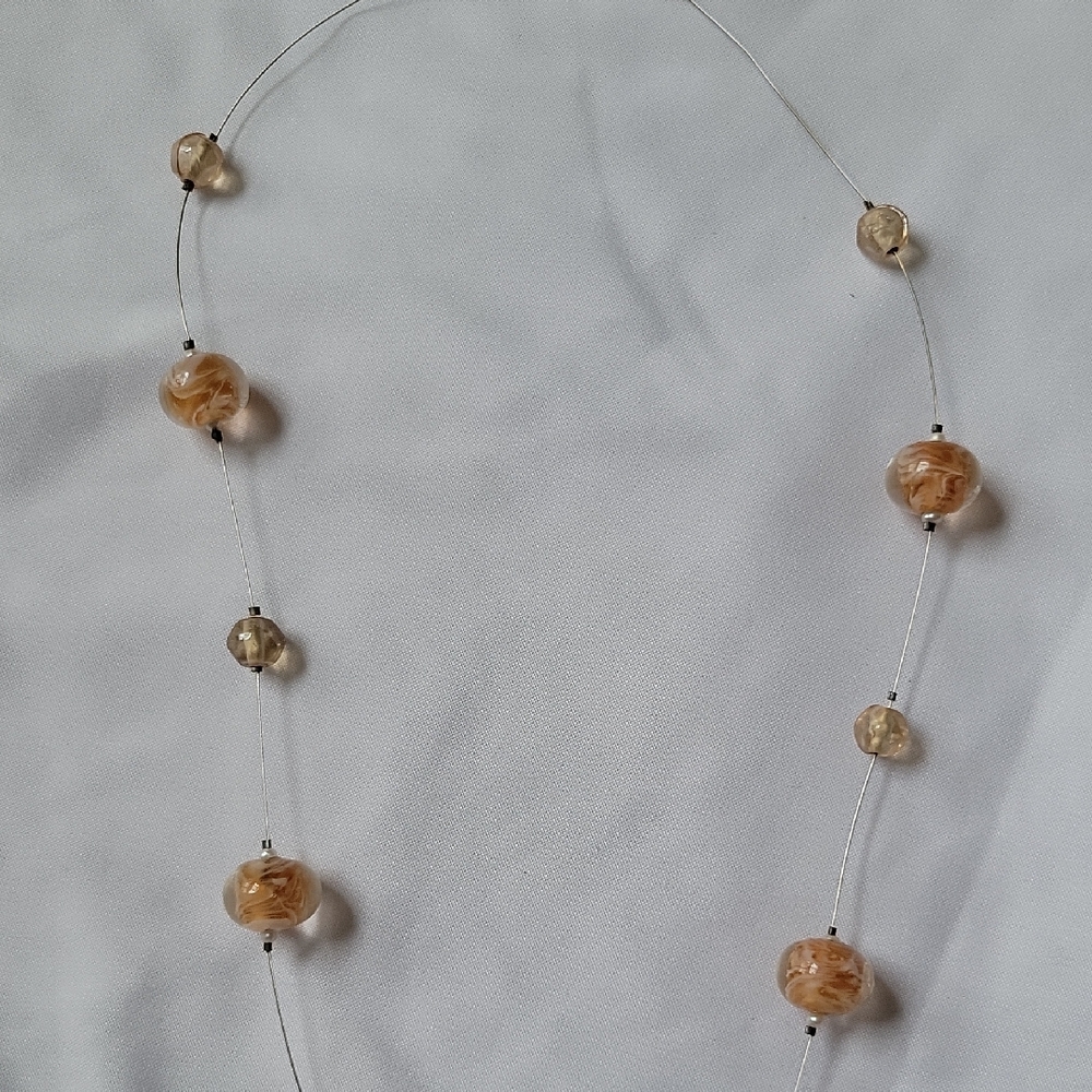 Elegant Neutral Tone Beaded Lightweight Station Necklace